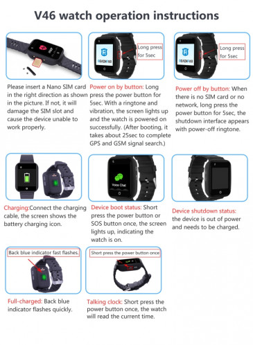 Bracelet de montre intelligent GPS REACHFAR RF-V46-A, prise en charge SOS / caméra / gestion de la santé / 4G LTE / pression artérielle / fréquence cardiaque (noir) SR017B1642-018