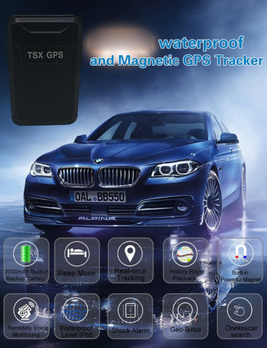 KH-X1 Mini Magnétique Imperméable GPS / GSM / GPRS Quadri-Bande en temps réel Car Tracker, Batterie Longue Durée Intégrée, Alarme Shark, Alarme de Mouvement, Télécommande Voice Monitor, Geo-clôture (Noir) SK005B1649-016