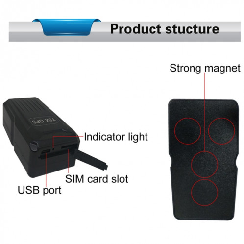KH-X1 Mini Magnétique Imperméable GPS / GSM / GPRS Quadri-Bande en temps réel Car Tracker, Batterie Longue Durée Intégrée, Alarme Shark, Alarme de Mouvement, Télécommande Voice Monitor, Geo-clôture (Noir) SK005B1649-016
