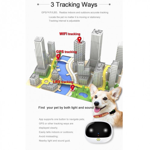 RF-V43 IP67 étanche GPS + LBS + WiFi Pet Locator Pet Collar Tracking Device (Noir) SH441B654-014