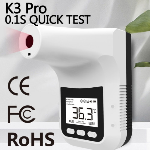 K3 Pro mains libres corps frontal sans contact avec capteur de distance sensible à la lumière Thermomètre infrarouge, écran LCD 2,8 pouces SH01301118-021