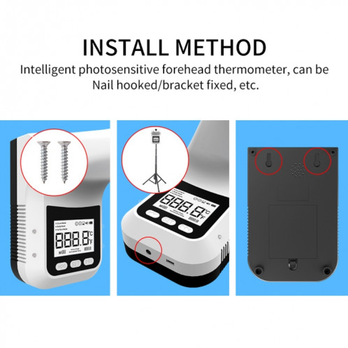 K3 Pro mains libres corps frontal sans contact avec capteur de distance sensible à la lumière Thermomètre infrarouge, écran LCD 2,8 pouces SH01301118-021