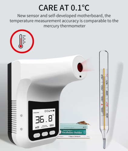 K3 Pro mains libres corps frontal sans contact avec capteur de distance sensible à la lumière Thermomètre infrarouge, écran LCD 2,8 pouces SH01301118-021