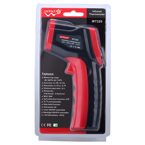 Wintact WT320-50 degrés C ~ 380 degrés C ~ 380 degrés C Thermomètre infrarouge numérique extérieur portable portable sans contact SW34221310-08