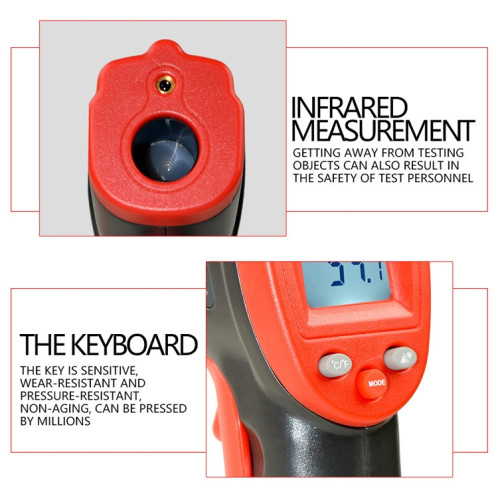 Wintact WT320-50 degrés C ~ 380 degrés C ~ 380 degrés C Thermomètre infrarouge numérique extérieur portable portable sans contact SW34221310-08