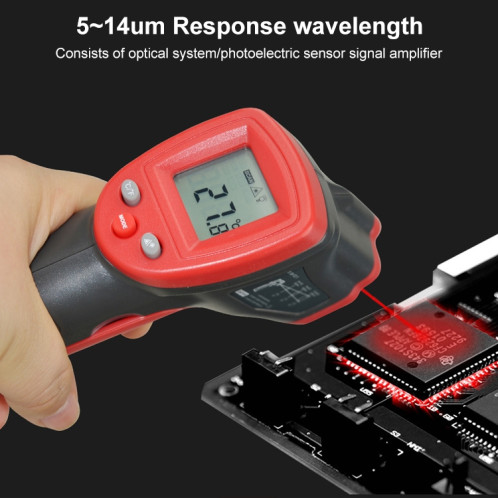 Wintact WT320-50 degrés C ~ 380 degrés C ~ 380 degrés C Thermomètre infrarouge numérique extérieur portable portable sans contact SW34221310-08