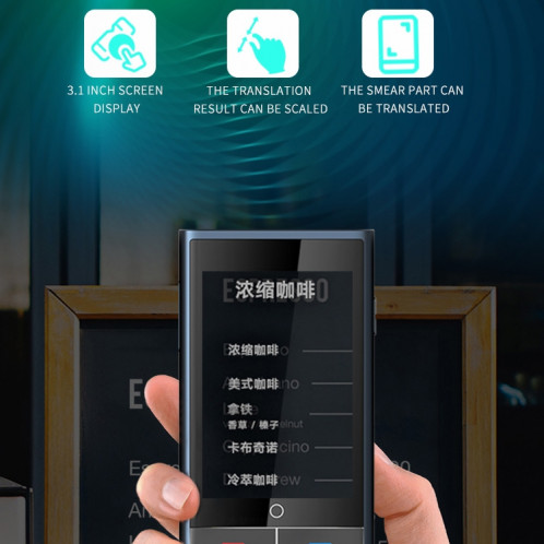 Boeleo BF301 (W1 3.0) Traducteur vocal intelligent à écran de 2,8 pouces pour les voyages d'affaires 1 Go + 8 Go Prise en charge de 117 langues Inter-traduction (noir) SH106B1856-016