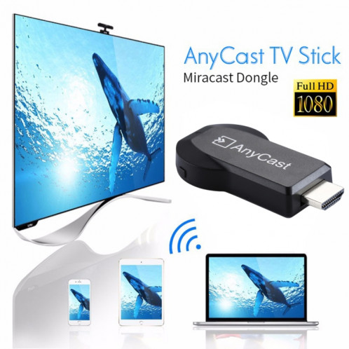 AnyCast M2 Plus Récepteur de dongle d'affichage WiFi sans fil Airplay Miracast DLNA 1080P HDMI TV Stick pour iPhone, Samsung et autres smartphones Android (Noir) SH026B96-012