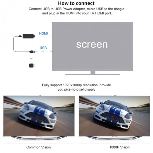 AnyCast M9 Plus Récepteur de Dongle d'affichage WiFi sans fil Airplay Miracast DLNA 1080P HDMI TV Stick pour iPhone, Samsung et autres Smartphones Android SH00281493-016