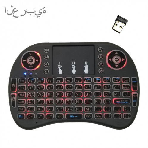 Langue de support: arabe i8 Air Mouse Clavier rétroéclairé sans fil avec pavé tactile pour Android TV Box & Smart TV & PC Tablet & Xbox360 & PS3 & HTPC / IPTV SH00541693-010