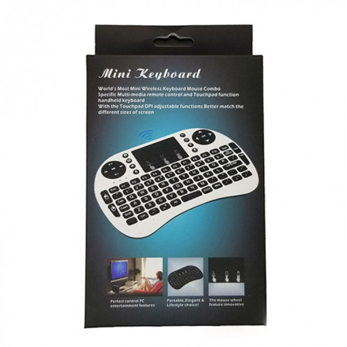 Langue de support: arabe i8 Air Mouse Clavier rétroéclairé sans fil avec pavé tactile pour Android TV Box & Smart TV & PC Tablet & Xbox360 & PS3 & HTPC / IPTV SH00541693-010