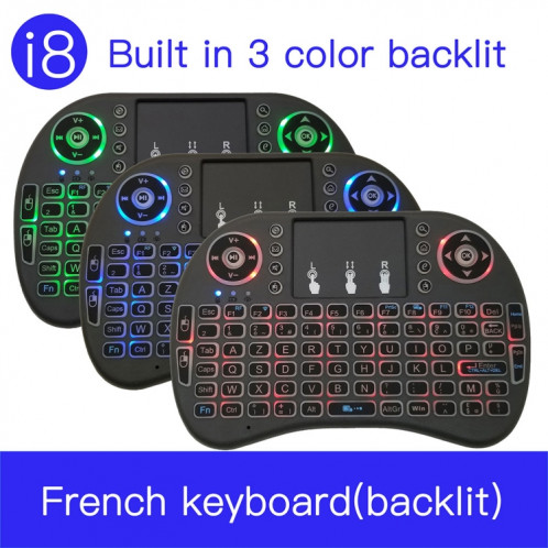 Langue de support: Français Clavier rétroéclairé sans fil i8 Air Mouse avec pavé tactile pour Android TV Box & Smart TV & PC Tablet & Xbox360 & PS3 & HTPC / IPTV SH00561608-010