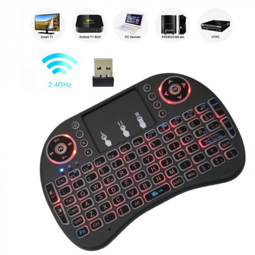 Langue de support: Italie i8 Air Mouse Clavier rétroéclairé sans fil avec pavé tactile pour Android TV Box & Smart TV & PC Tablet & Xbox360 & PS3 & HTPC / IPTV SH0059811-010