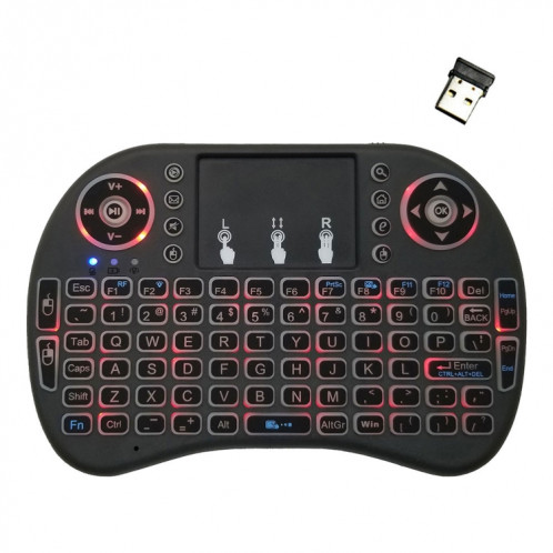 Langue de support: Anglais Clavier rétroéclairé sans fil i8 Air Mouse avec pavé tactile pour Android TV Box & Smart TV & PC Tablet & Xbox360 & PS3 & HTPC / IPTV SH00601244-010