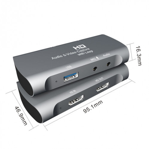 Z27 HDM Femelle + Micro vers HDM Femelle USB 2.0 Boîte de Capture Audio Vidéo (Gris Foncé) SH94DG1052-012