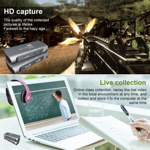 Z27 HDM Femelle + Micro vers HDM Femelle USB 2.0 Boîte de Capture Audio Vidéo (Gris Foncé) SH94DG1052-012