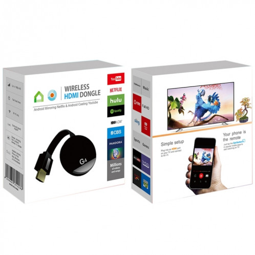 Récepteur de dongle d'affichage WiFi sans fil G4 Airplay Miracast DLNA TV Stick pour iPhone, Samsung et autres smartphones Android, Dual Core Cortex A7 jusqu'à 1,5 GHz (noir) SH100B1406-016