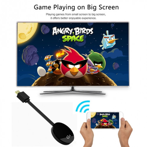 Récepteur de dongle d'affichage WiFi sans fil G4 Airplay Miracast DLNA TV Stick pour iPhone, Samsung et autres smartphones Android, Dual Core Cortex A7 jusqu'à 1,5 GHz (noir) SH100B1406-016