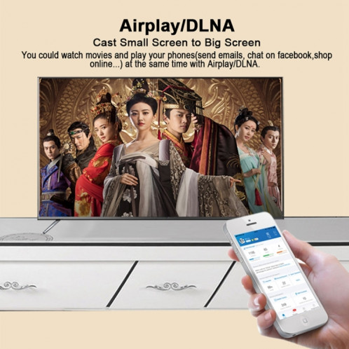 Récepteur de dongle d'affichage WiFi sans fil G4 Airplay Miracast DLNA TV Stick pour iPhone, Samsung et autres smartphones Android, Dual Core Cortex A7 jusqu'à 1,5 GHz (noir) SH100B1406-016
