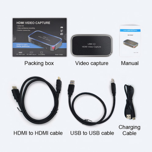 CK200 1080P HDMI + Microphone vers HDMI + Audio + USB 3.0 Carte de capture vidéo HD, prise en charge UVC / UAC / MAC SH01241722-011