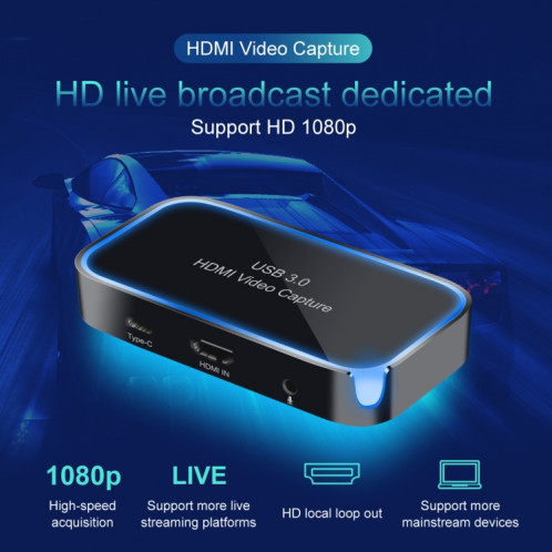 CK200 1080P HDMI + Microphone vers HDMI + Audio + USB 3.0 Carte de capture vidéo HD, prise en charge UVC / UAC / MAC SH01241722-011