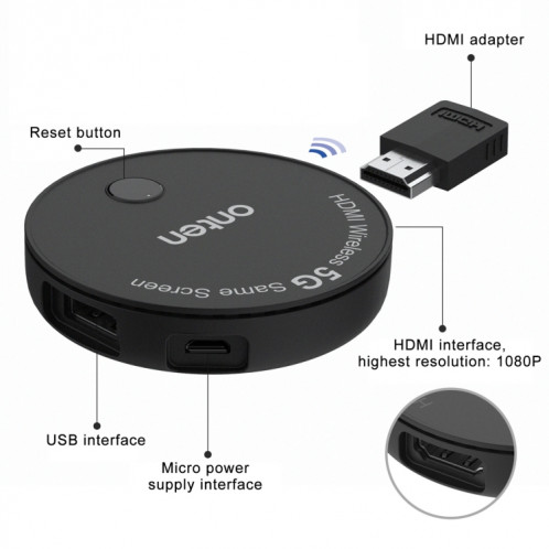 Écran d'accueil sans fil Onten 7576 Dual Frequency 1080P HD SO0125596-08