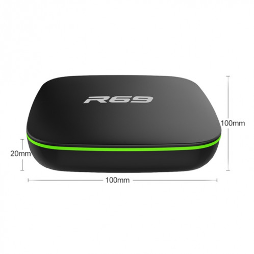 R69 1080P HD Smart TV BOX Android 4.4 Lecteur multimédia avec télécommande, Quad Core Allwinner H3, RAM : 1 Go, ROM : 8 Go, WiFi 2,4 G, LAN, SH41EU57-012
