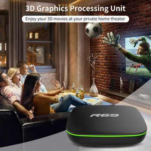 R69 1080P HD Smart TV BOX Android 4.4 Lecteur multimédia avec télécommande, Quad Core Allwinner H3, RAM: 2 Go, ROM: 16 Go, WiFi 2.4G, LAN, Prise US SH42US781-012