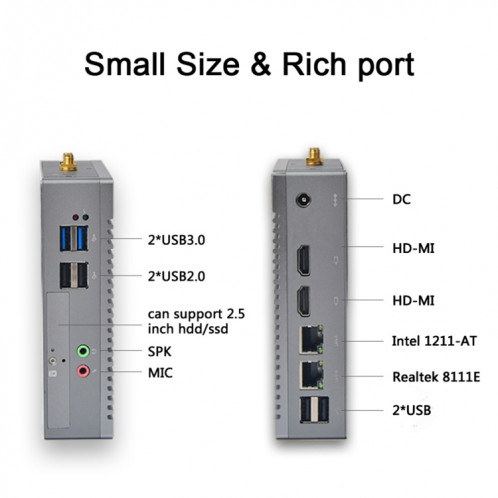 Mini PC K660S Windows et Linux, processeur Intel Celeron N2840 Quad-Core 1.83 2.25GHz, 8 Go de RAM + 128 Go SSD SH72UK876-09