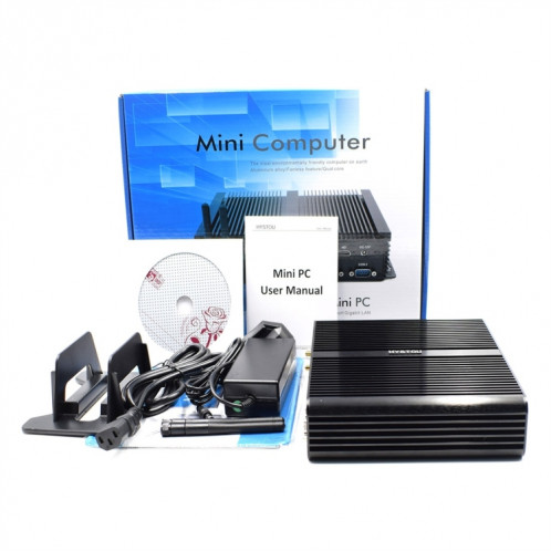 HYSTOU P05B-I7-5500U-2C Mini PC sans ventilateur Processeur Intel Core i7 5500u Quad Core jusqu'à 2,4 GHz, RAM: 8G, ROM: 256G, prise en charge Win 7/8/10 / Linux (noir) SH326B1509-07