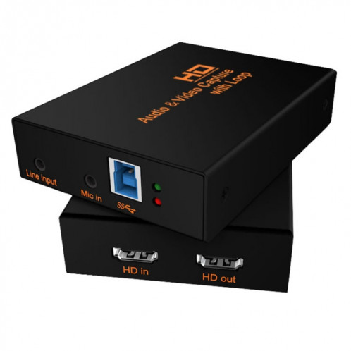 Z28 Professional HDMI Femelle + Micro + Entrée Ligne vers HDMI Femelle USB 3.0 Boîte de Capture Audio Vidéo (Noir) SH8425496-013