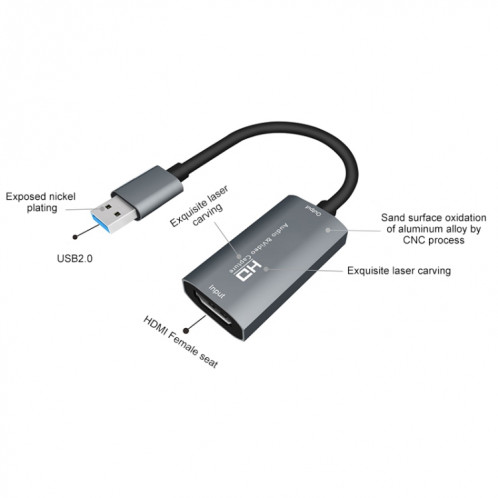 Z29 HDMI femelle vers USB 2.0 mâle + boîtier de capture audio vidéo SH84261216-013