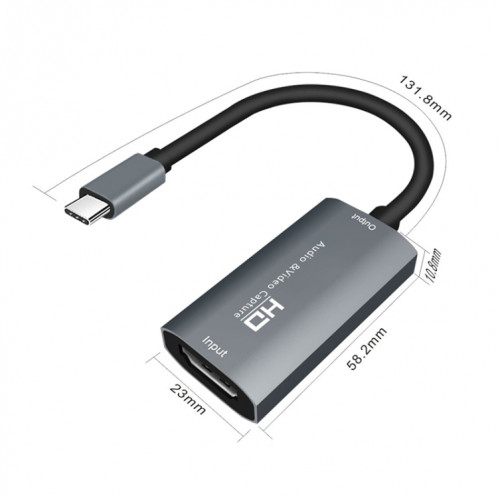 Boîte de capture audio vidéo Z29A HDMI femelle vers USB-C / Type-C mâle (gris) SH8427701-013
