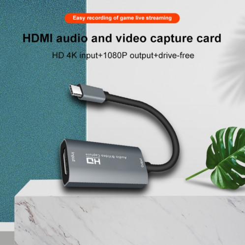 Boîte de capture audio vidéo Z29A HDMI femelle vers USB-C / Type-C mâle (gris) SH8427701-013