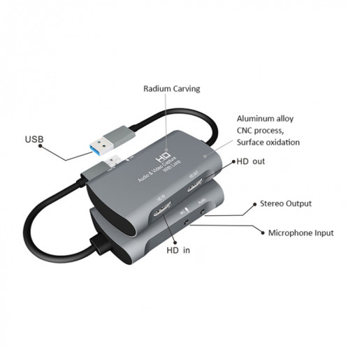 Z30 HDMI Femelle + Micro vers HDMI Femelle + Audio + Boîte de Capture Vidéo USB 2.0 SH84281118-014