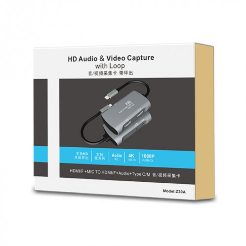 Z30A HDMI Femelle + Micro vers HDMI Femelle + Audio + Boîte de Capture Vidéo USB-C / Type-C SH84291232-014