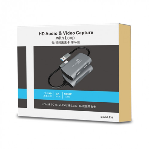 Z31 HDMI Femelle vers HDMI Femelle + Audio + Boîte de Capture Vidéo USB 2.0 SH84301815-014