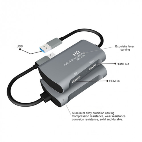 Z31 HDMI Femelle vers HDMI Femelle + Audio + Boîte de Capture Vidéo USB 2.0 SH84301815-014