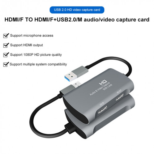 Z31 HDMI Femelle vers HDMI Femelle + Audio + Boîte de Capture Vidéo USB 2.0 SH84301815-014