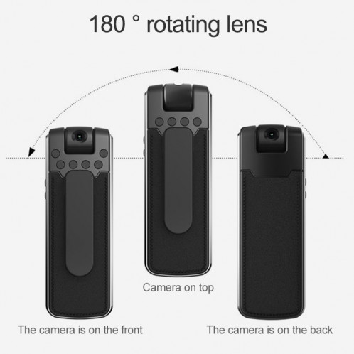 B18 Back Clip Design 1080P HD Camera Recording Pen, Supporte la détection de mouvement / Vision nocturne infrarouge / Caméra à rotation de 180 degrés / Carte TF (Noir) SH017B202-013