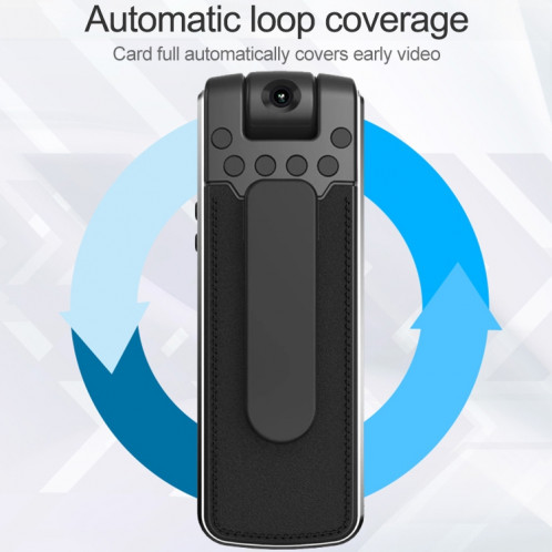 B18 Back Clip Design 1080P HD Camera Recording Pen, Supporte la détection de mouvement / Vision nocturne infrarouge / Caméra à rotation de 180 degrés / Carte TF (Noir) SH017B202-013