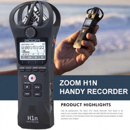 Mini enregistreur portable LCD monochrome ZOOM H1N, carte TF de support et enregistrement et transcription illimités et contrôle de la vitesse SH12391930-08