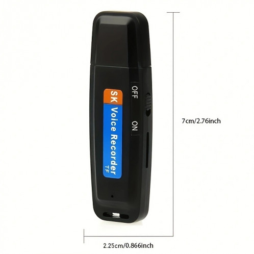 Enregistreur vocal USB portable rechargeable U-Disk SK001, sans mémoire (noir) SH109B1842-09