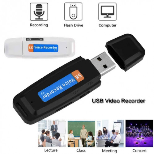 Enregistreur vocal USB portable rechargeable U-Disk SK001, sans mémoire (noir) SH109B1842-09