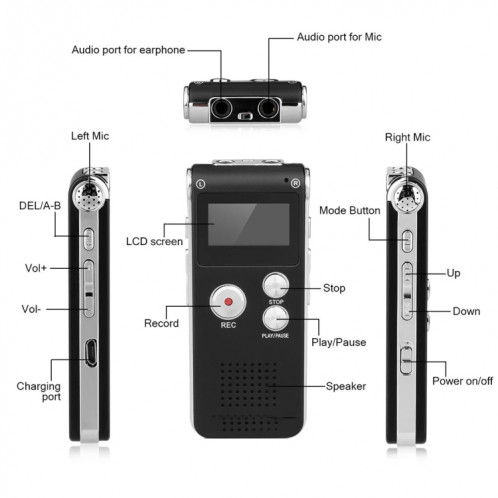 SK012 Stylo d'enregistrement vocal HD à réduction de bruit intelligente 8 Go SH8111209-07