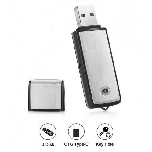 Enregistreur vocal de réunion portable rechargeable SK858 8 Go sur disque U (noir) SH114B919-010