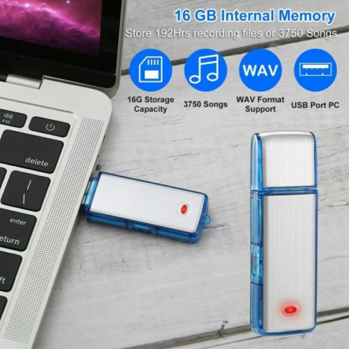 SK858 Enregistreur vocal de réunion portable rechargeable sur disque U 8 Go (bleu) SH114L840-010