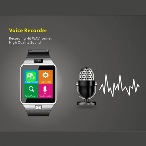 DZ09 1.56 pouces Écran Bluetooth 3.0 Android 4.1 OS Au-dessus de Smart Watch Téléphone avec Bluetooth Call & Call Rappel & Sommeil Moniteur et Podomètre & Sédentaire Rappel & Calendrier et SMS & SD009W751-022
