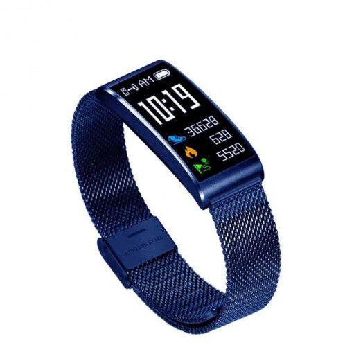 X3 0,96 pouces Bracelet de montre en acier Bluetooth avec bracelet de montre en acier, IP68 étanche, podomètre d'assistance / moniteur de fréquence cardiaque / moniteur de veille / moniteur de tension artérielle, SH205L1788-016