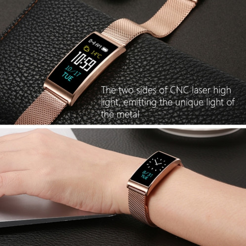 X3 0,96 pouces Bracelet de montre en acier Bluetooth avec bracelet de montre en acier, IP68 étanche, podomètre d'assistance / moniteur de fréquence cardiaque / moniteur de veille / moniteur de tension artérielle, SH205L1788-016